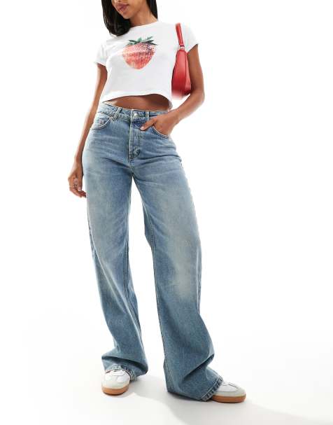 HUGO Red – 937 – Weit geschnittene Denim-Jeans in verwaschenem Hellblau - view 1