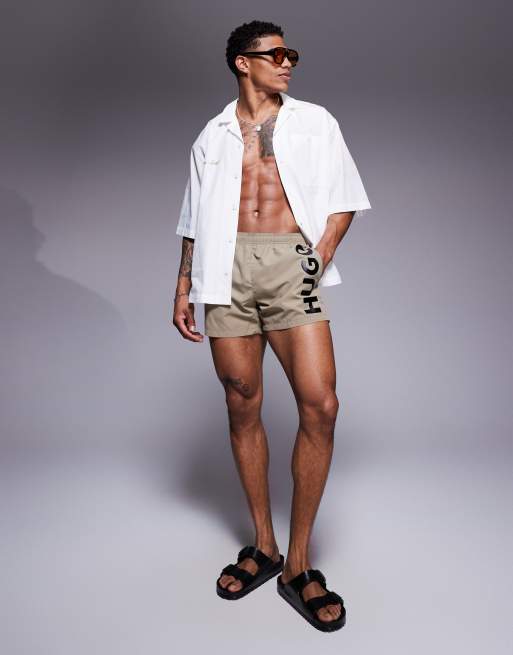 HUGO - Red - Abas - Zwemshorts met verticaal logo in lichtbruin, 4 van 4