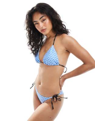 Hugo Red All Over Logo Bikini Bottoms In Blue