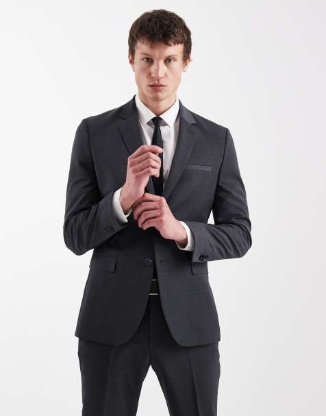 Hugo Red Arti hesten co-ord slim fit suit jacket in dark grey - view 1