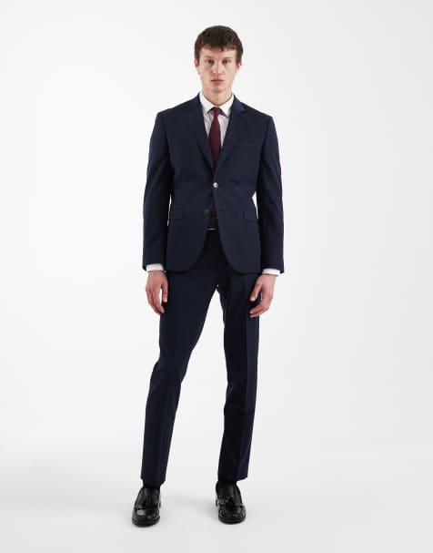 Hugo Red Arti hesten co-ord slim fit suit trousers and jacket in dark blue - view 1