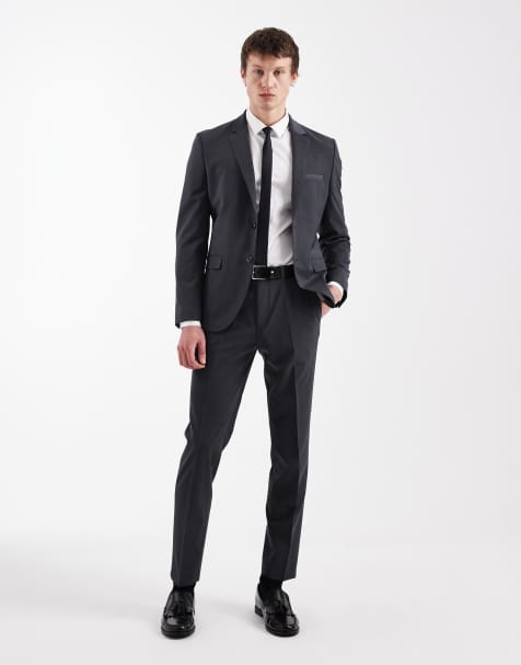 Hugo Red Arti hesten co-ord slim fit suit trousers and jacket in dark grey - view 1