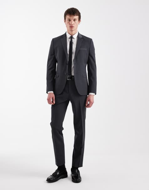 Hugo Red - Arti Hesten - Mørkegrå habitbukser i slim fit - Del af sæt - view 1