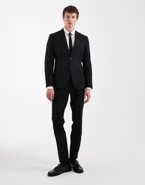 Hugo Red Arti hesten slim fit suit jacket and pants set in black - view 1