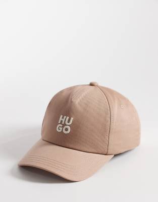 HUGO Red - Asya -Baseballkappe in Beige mit Logo-Brown