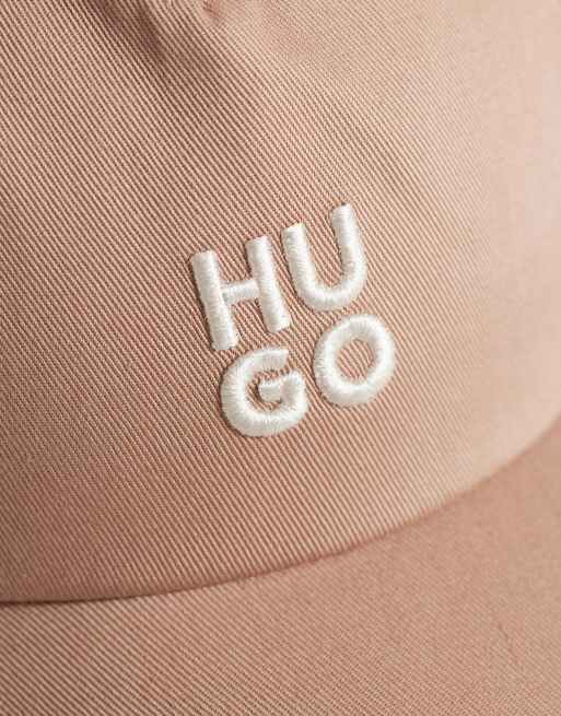Hugo Red Asya logo baseball cap in beige, 2 of 3