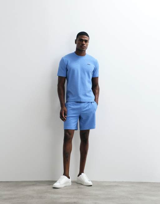 HUGO Red Austin lounge wear co-ord waffle t-shirt in white , 3 of 5
