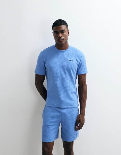 HUGO Red Austin lounge wear co-ord waffle t-shirt in white , 4 of 5