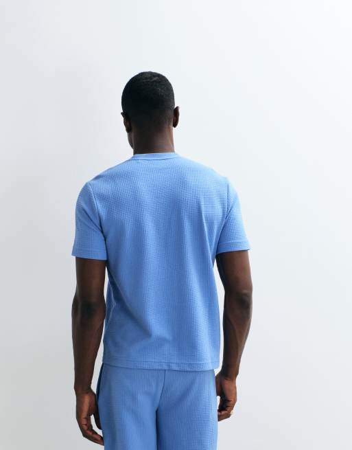 HUGO Red Austin lounge wear co-ord waffle t-shirt in white , 5 of 5