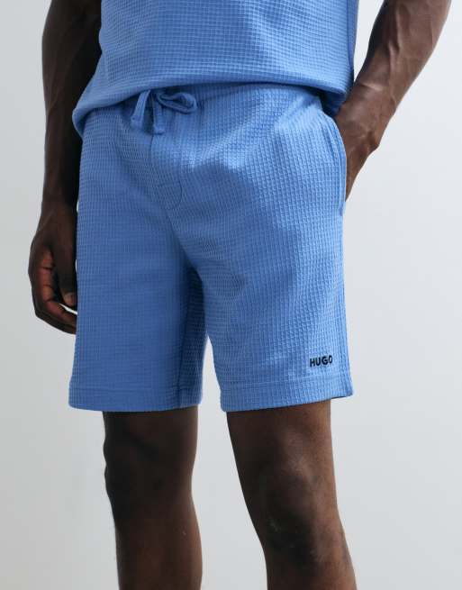 HUGO Red Austin Loungewear-Kombiteil Waffel-Shorts in Blau, 4 von 5
