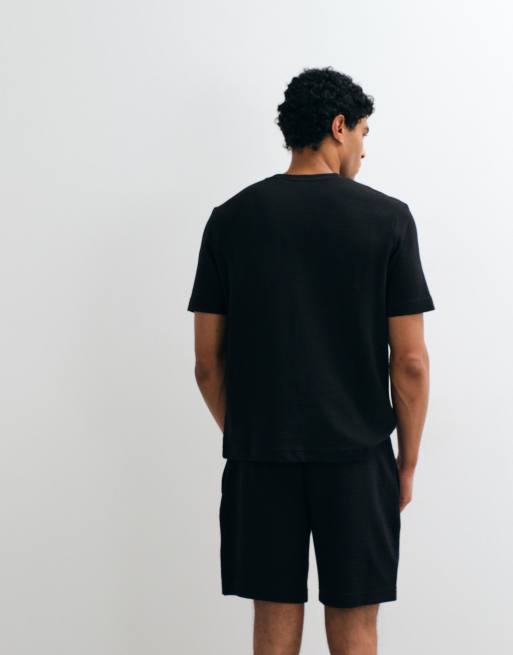 HUGO Red - Austin - Pantaloncini da casa neri a nido d'ape in coordinato  , 5 di 5