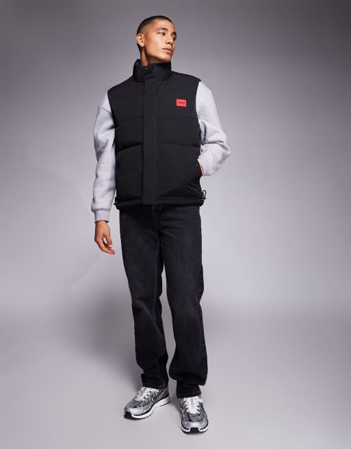 HUGO RED Baltino label logo puffer vest in black, 2 of 5