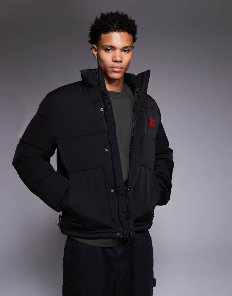 HUGO Red – Balto – Leichte Steppjacke in Schwarz mit Markenlogo - view 1