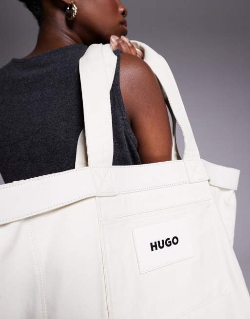 Hugo Red Becky canvas tote bag in white | ASOS