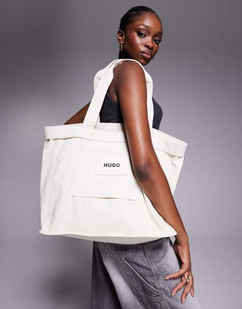 HUGO Red - Becky - Canvas tote tas in wit - view 1