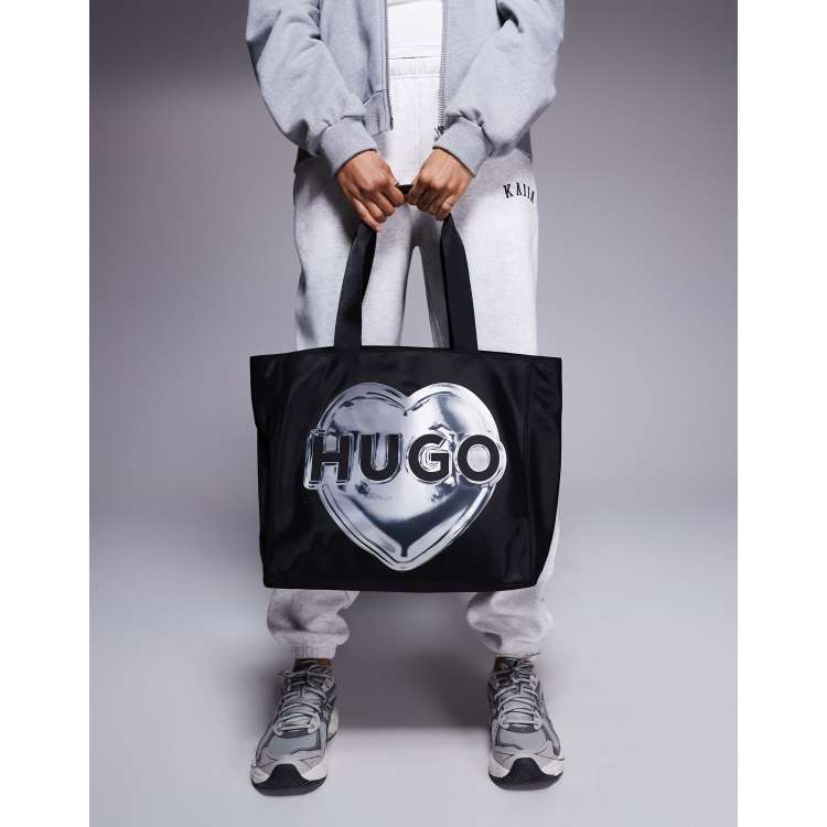 HUGO Red Becky large tote bag with heart print in black | ASOS