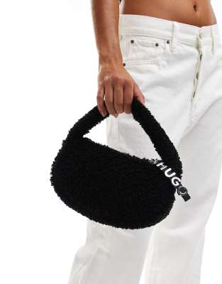 HUGO - Red Becky - Sac porté épaule en sherpa - Noir