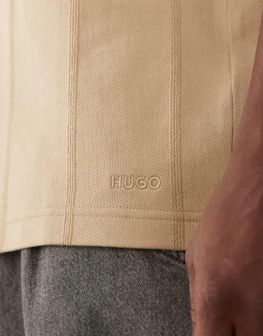 HUGO Red – Beige pikétröja i jersey med v-ringning och korta ärmar, 2 av 5