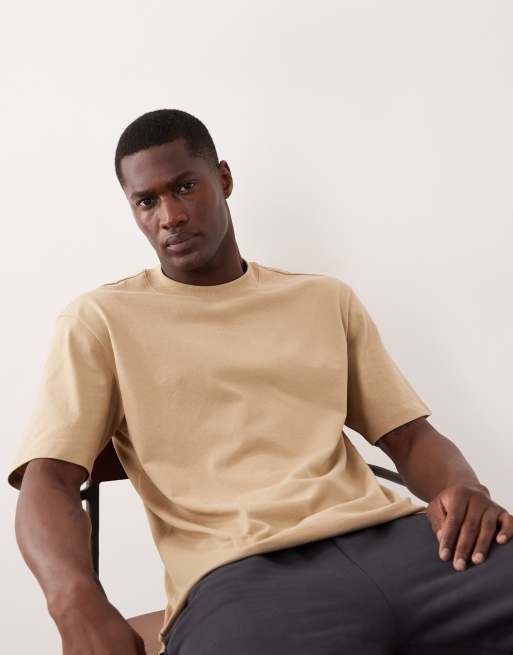 Hugo Red - Beige T-shirt i jersey i afslappet pasform, 2 af 5