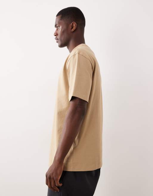 Hugo Red - Beige T-shirt i jersey i afslappet pasform, 4 af 5