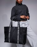 [Hugo Red] HUGO Red Bel nylon tote bag with logo handle in black One Size Black