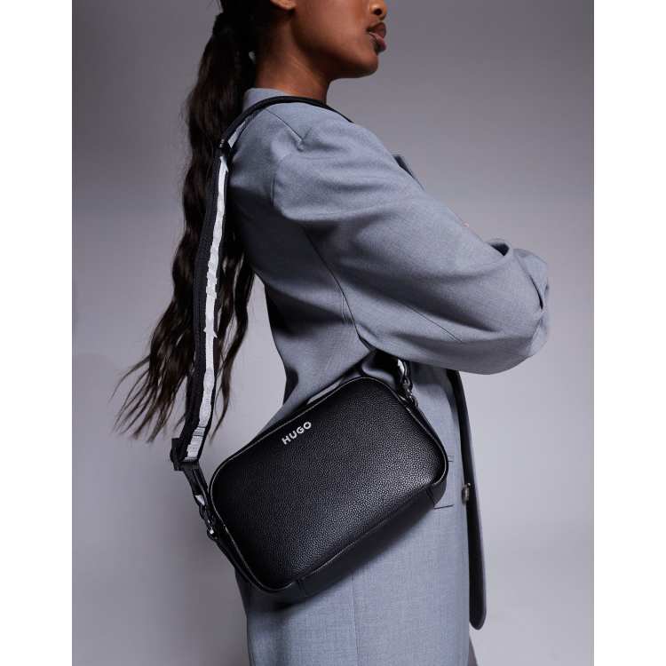 HUGO Red Bell crossbody bag in black with logo strap | ASOS