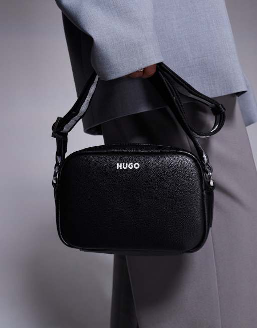 Sac à Main Hugo Boss En Cuir Noir - Bandoulière Homme - Occasion Bon état - Marque Luxe