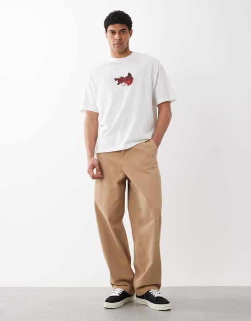 HUGO Red – Biały T-shirt oversize z nadrukiem i logo, 2 z 5