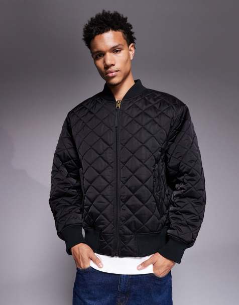 HUGO RED Bicol quilted bomber jacket in black - view 1