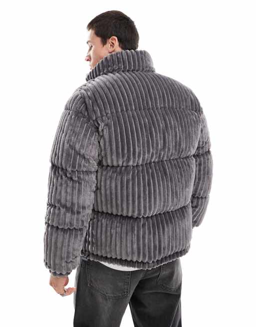 HUGO Red Biron puffer jacket in deep ridged grey cord ASOS