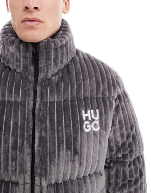 HUGO Red biron puffer jacket in deep ridged grey cord ASOS