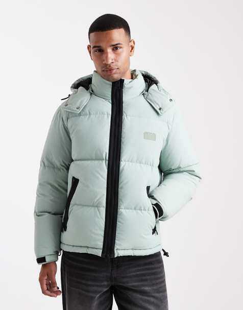 HUGO RED Birono hooded puffer jacket in light green - view 1
