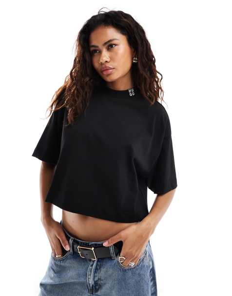 HUGO Red - Boxy T-shirt in zwart - view 1