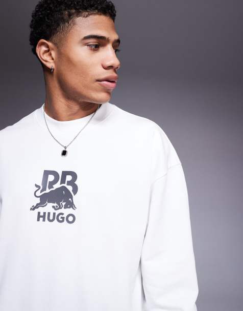 HUGO – Red Bull Racing Capsule – Dahrain – Oversize-Sweatshirt in Weiß mit zentriertem Logo - view 1
