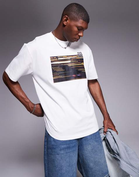 HUGO RED – Bull Racing Capsule Daveley – Biały T-shirt oversize z nadrukiem toru wyścigowego - view 1
