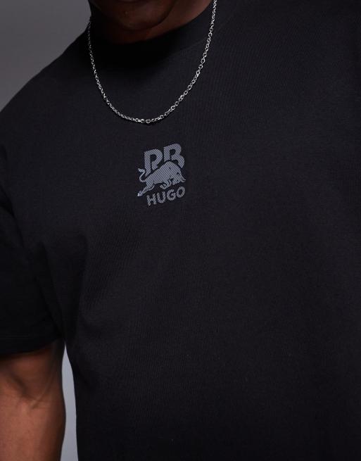 HUGO RED Bull Racing capsule Deckies silver central logo relaxed fit t-shirt in black, 3 of 4