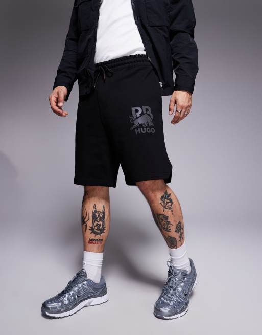 HUGO - Red Bull Racing Capsule Deswick - Pantaloncini della tuta neri oversize con logo argentato, 2 di 5