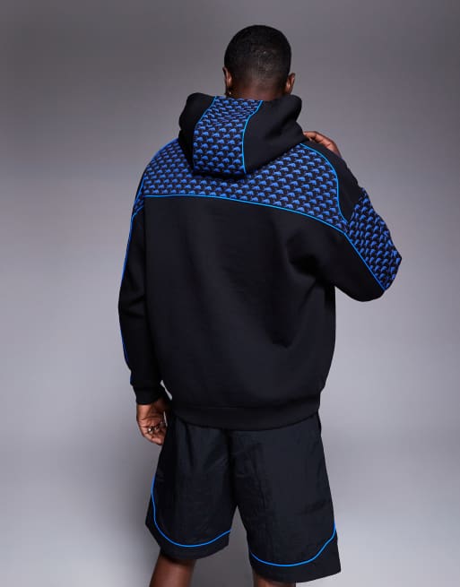 Hugo - Red Bull Racing Capsule - Dilverston - Sweat à capuche oversize à logo imprimé avec liserés - Noir, 4 de 4