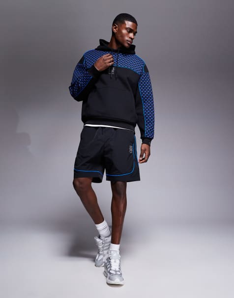 HUGO – Red Bull Racing Capsule – Garat – Shorts in Schwarz mit blauer Paspelierung und Kordelzug - view 1