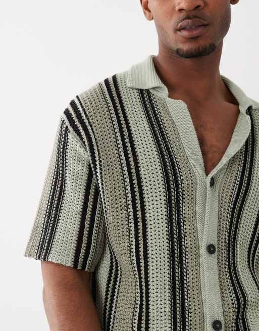HUGO Red - Camisa verde claro a rayas extragrande, 4 de 5