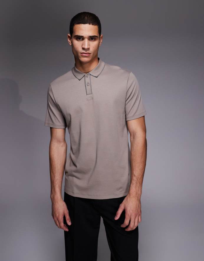 Hugo Red Camiseta verde claro holgada con cuello abotonado