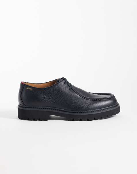 HUGO Red chaussures derby en cuir à lacets noires - view 1