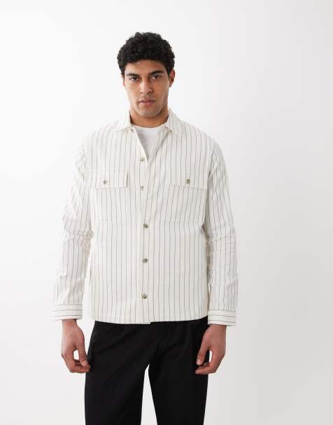 HUGO Red - Chemise oversize à fines rayures - Blanc - view 1