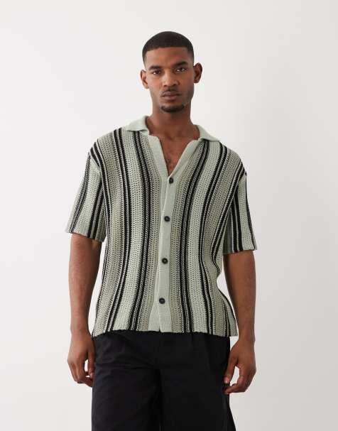 HUGO Red - Chemise oversize à rayures - Vert clair - view 1