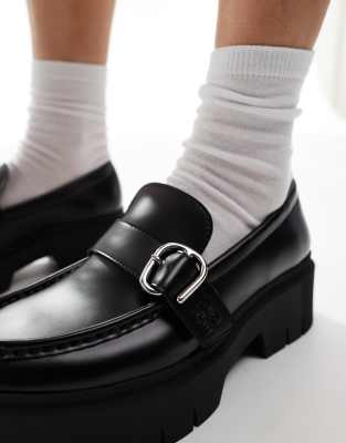 Hugo Red Chunky Loafers In Black