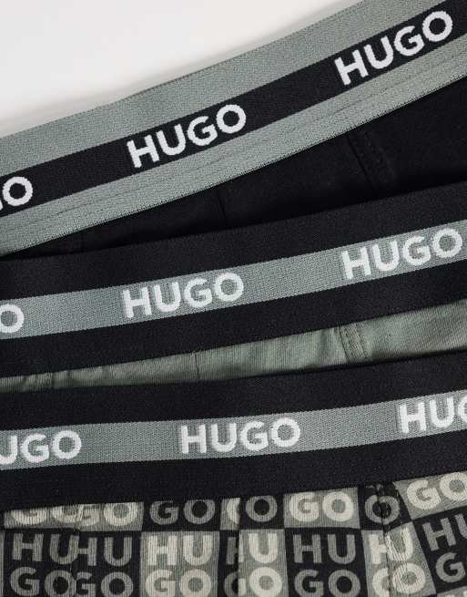 Hugo Red - Confezione da 3 paia di boxer a quadri grigi, 3 di 3