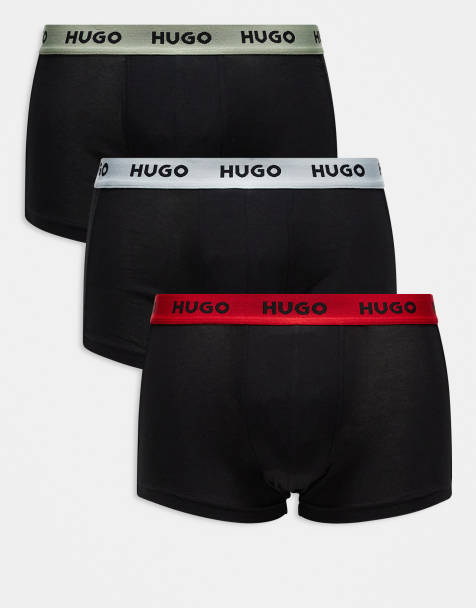 HUGO RED - Confezione da 3 paia di boxer aderenti neri con fascia in vita con logo a contrasto - view 1