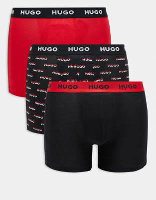 HUGO Red - Confezione da 3 paia di boxer neri e rossi - view 1