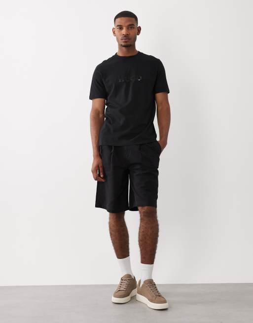 HUGO Red cotton jersey logo print t-shirt in black, 2 of 5