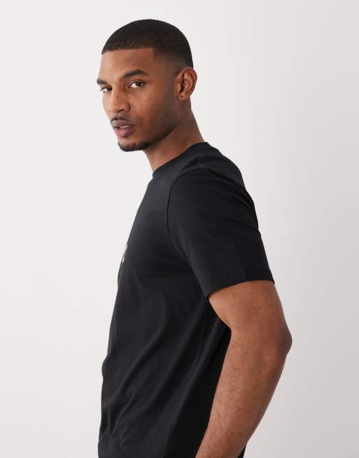 HUGO Red cotton jersey logo print t-shirt in black, 4 of 5